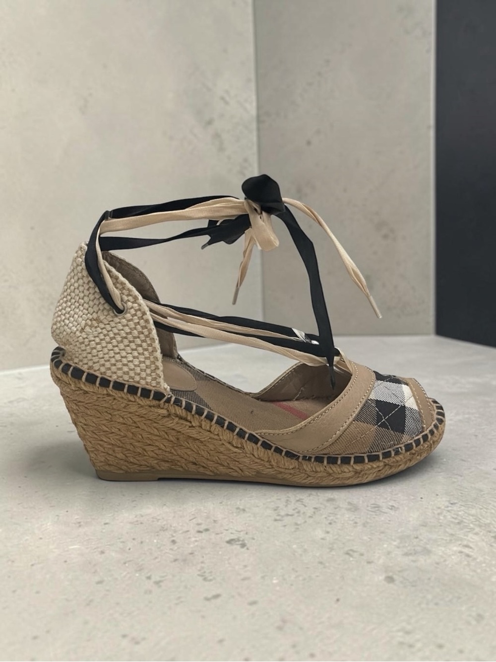 Burberry Check Espadrille Wedges EU 37 /UK 4 / US 7